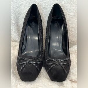 Womens Pumps Black Suede Hidden Platform Zipper Detail Size